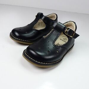 Footmates Harper T Strap Leather Shoes Black Size 5 M Girls Toddler Shoes EUC